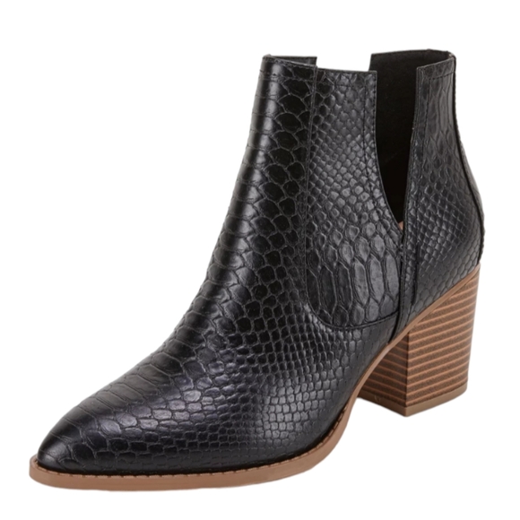 Fisace Women's V Cut Out Ankle Boots  Size 11 Black‎ - Picture 3 of 16